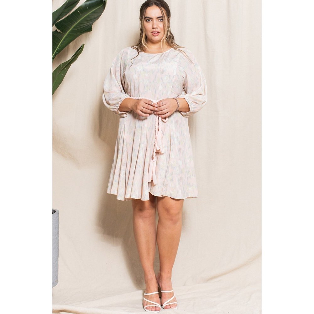 Abstract Printed Mini Swing Woven Dress - Picture 2 of 7